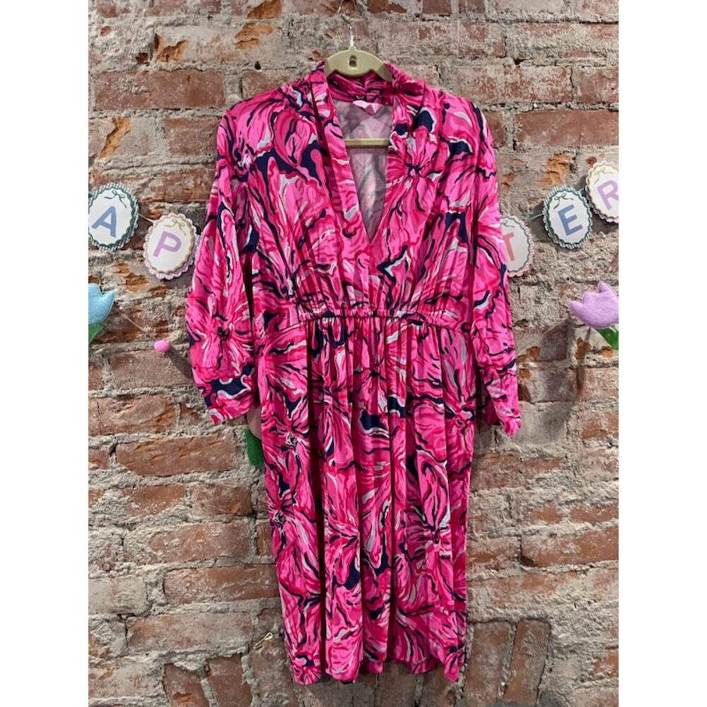 LILLY PULITZER PINK ALEXANDRA FLORAL PRINT DRESS